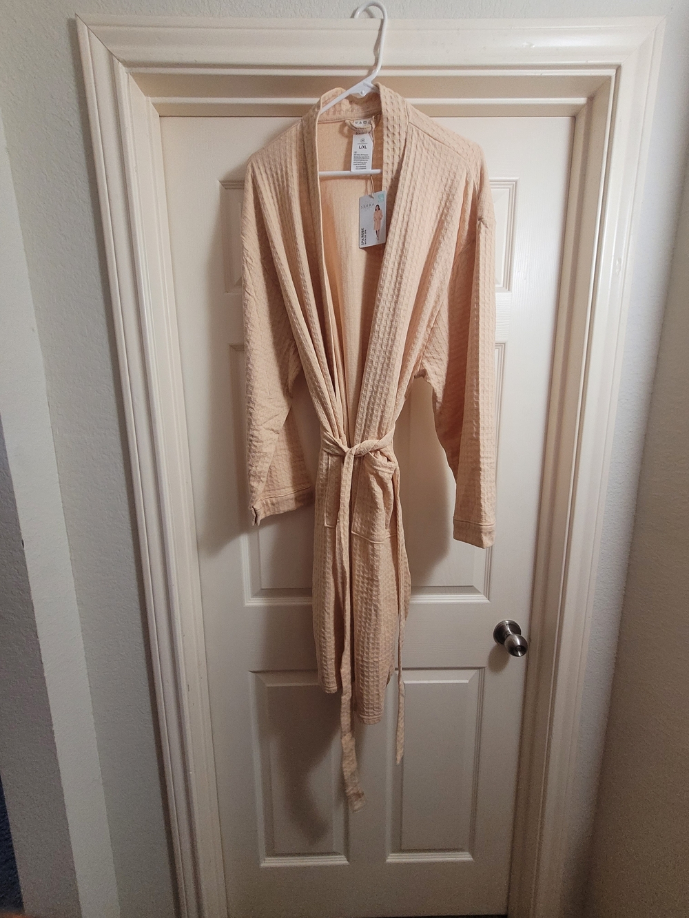 Waffle-Knit Spa Robe - Cream New Never Used .W Tags On